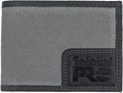 Timberland PRO Men's Canvas Leather RFID Billfold Wallet with Back ID Window MW2 - Runner