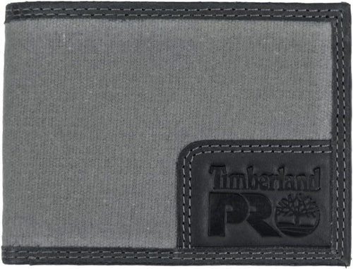 Timberland PRO Men's Canvas Leather RFID Billfold Wallet with Back ID Window MW2 - Runner