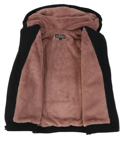 T.O. Adult's Black Fully Lined Fur Hoodie -Mauve Fur
