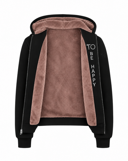 T.O. Adult's Black Fully Lined Fur Hoodie -Mauve Fur