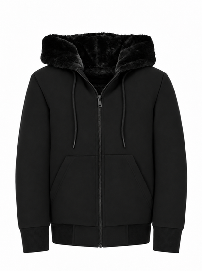 T.O. Collection Dressy Boy's Lightweight Fully Lined Fur Hoodie - Black