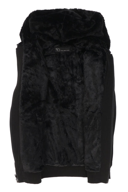 T.O. Collection Dressy Boy's Lightweight Fully Lined Fur Hoodie - Black