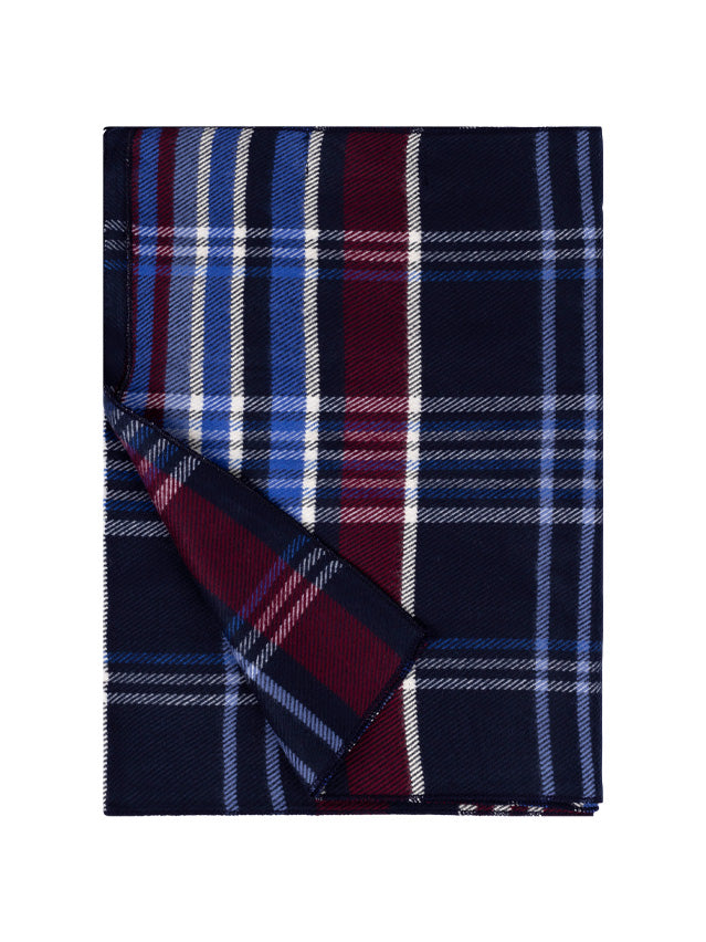 T.O. Collection Plaid Scarf - Blue-Burgundy