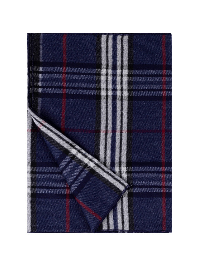 T.O. Collection Plaid Scarf - Navy