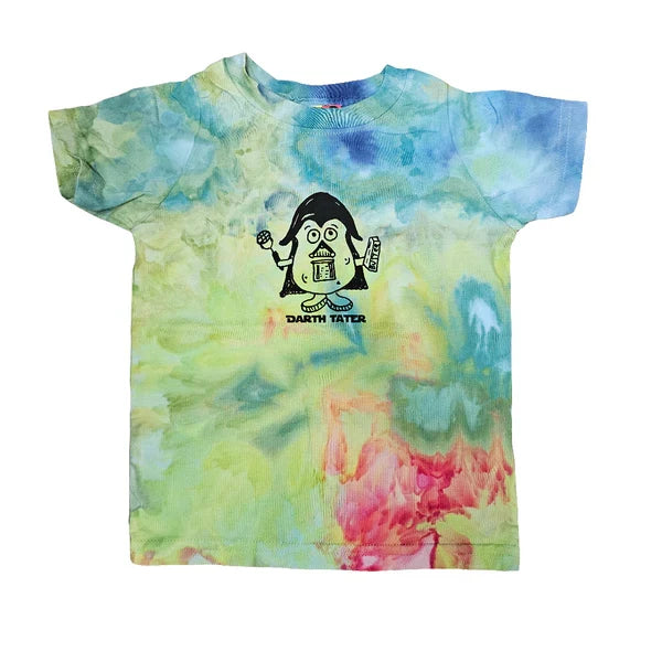 Toddler Ice Dyed Darth Tater T-shirt, screen printed with eco-friendly waterbased inks, toddler sizes