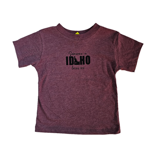 Toddler Someone in Idaho Loves Me Purple T-Shirt, Eco Friendly Water based inks.