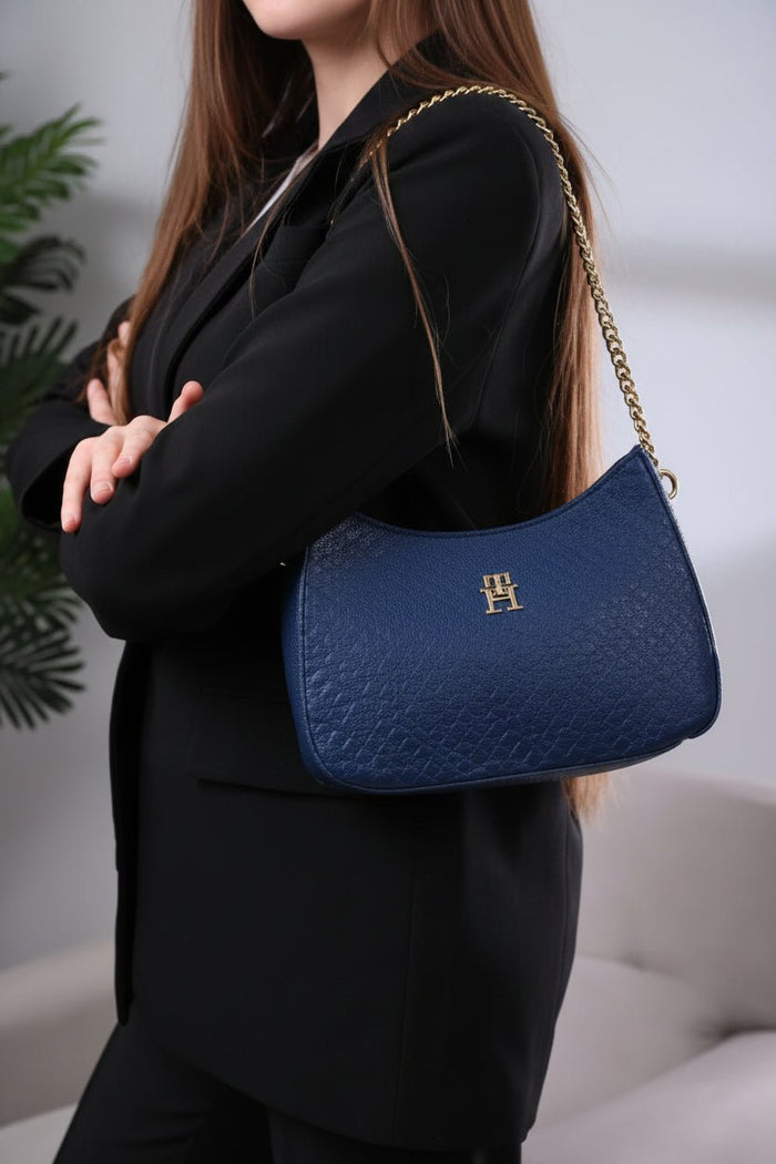 TOMMY HILFIGER TH Textured Shoulder Bag Blue TB308 - Runner