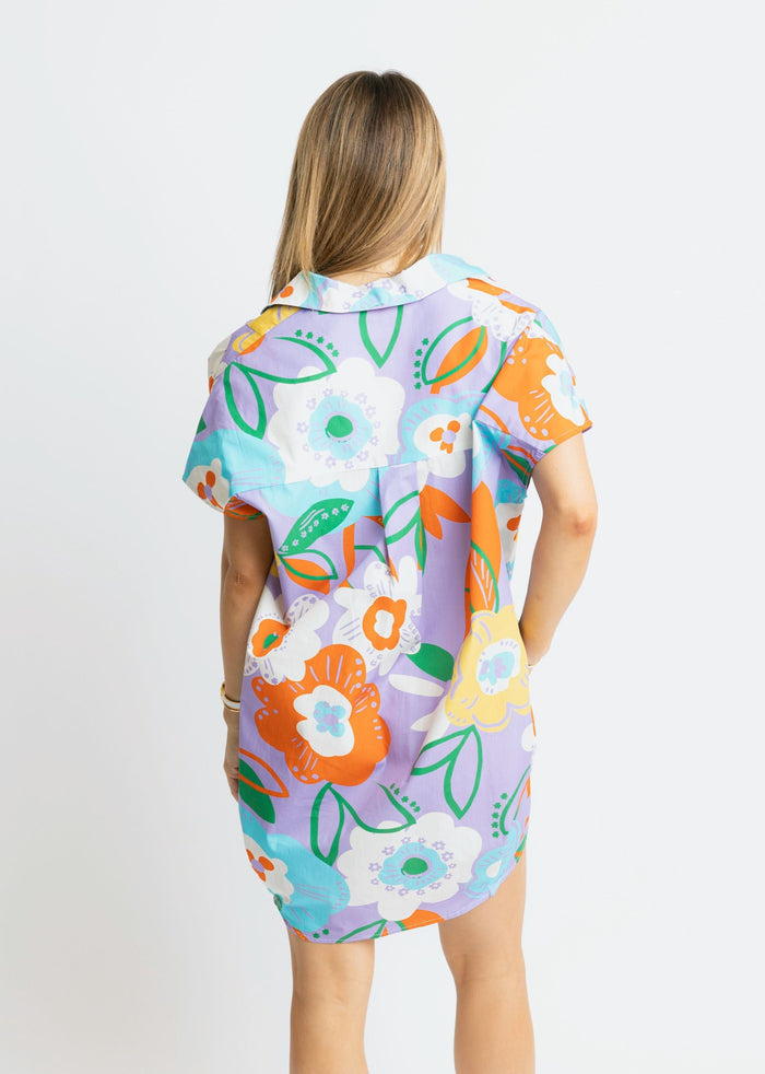 Tropical Garden Artist Floral Dress - Purple