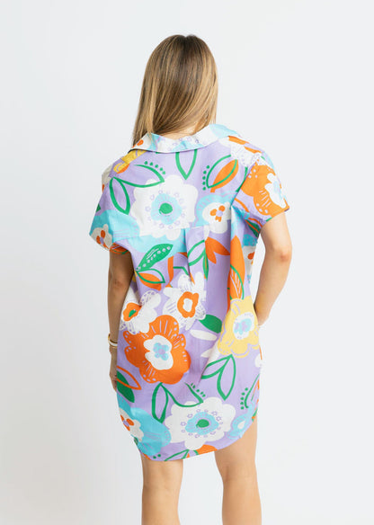 Tropical Garden Artist Floral Dress - Purple