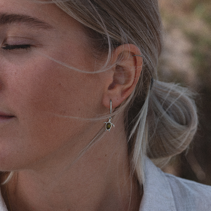Turtle Hoops Ohrring Silber