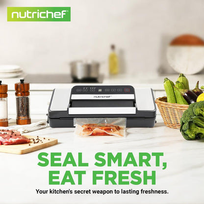 Vacuum Sealer for Food Freshness, Dual Seal, Built-in Cutter, Silver