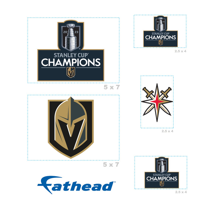 Vegas Golden Knights - 5 Logo Minis (Mixed Sizes) - Official NHL - 2023 Stanley Cup Champions - Reusable Vinyl Decals - Vegas Team Store