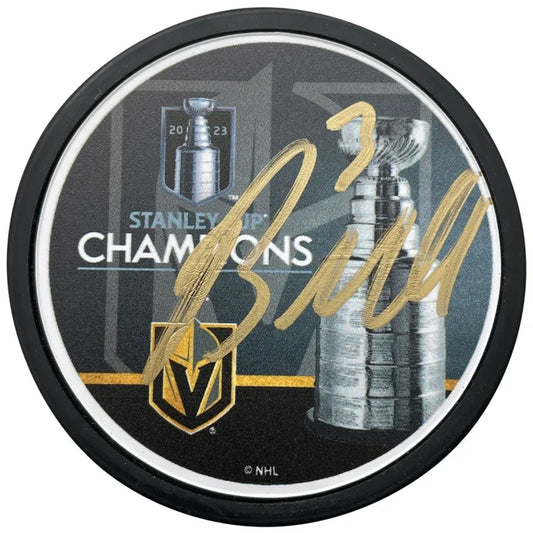 Vegas Golden Knights Brayden McNabb Autographed Stanley Cup Champions Hockey Puck