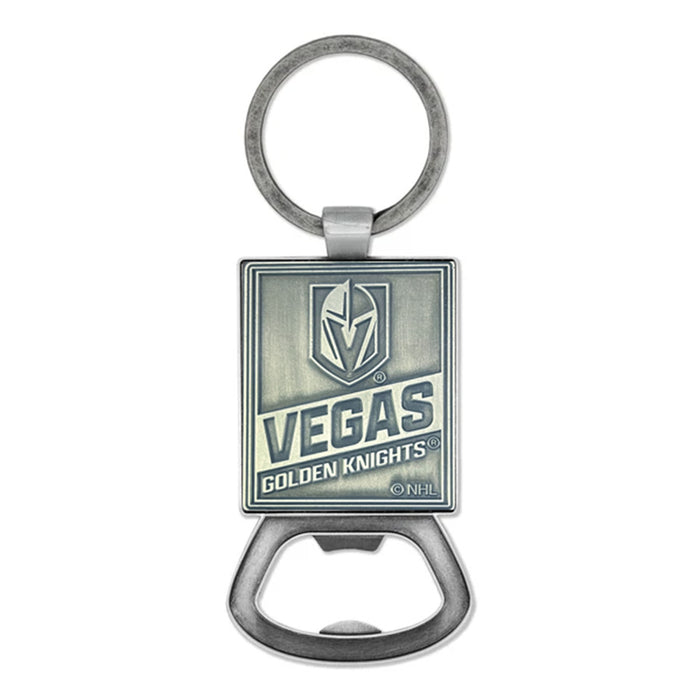 Vegas Golden Knights Double Sided Pewter Style Metal Bottle Opener Keychain - Vegas Team Store
