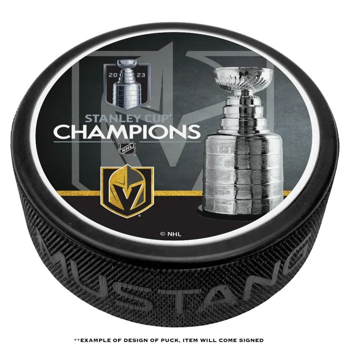 Vegas Golden Knights Nicolas Hague Autographed Stanley Cup Champions Signed Puck