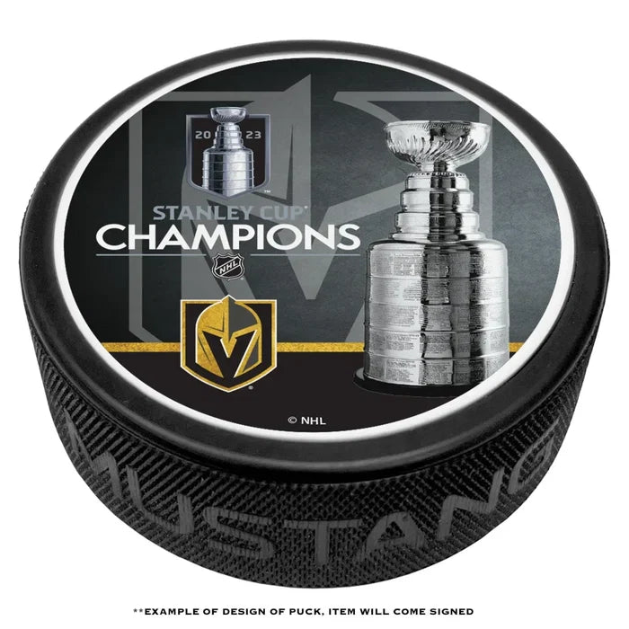 Vegas Golden Knights Zach Whitecloud Autographed Stanley Cup Champions Hockey Puck