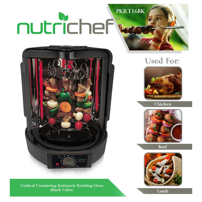 Vertical Rotisserie Oven, Fat-Reducing, Dual Heating, See-Through Window