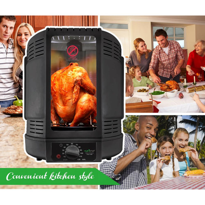 Vertical Rotisserie Oven, Fat-Reducing, Dual Heating, See-Through Window
