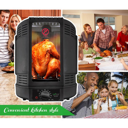 Vertical Rotisserie Oven, Fat-Reducing, Dual Heating, See-Through Window