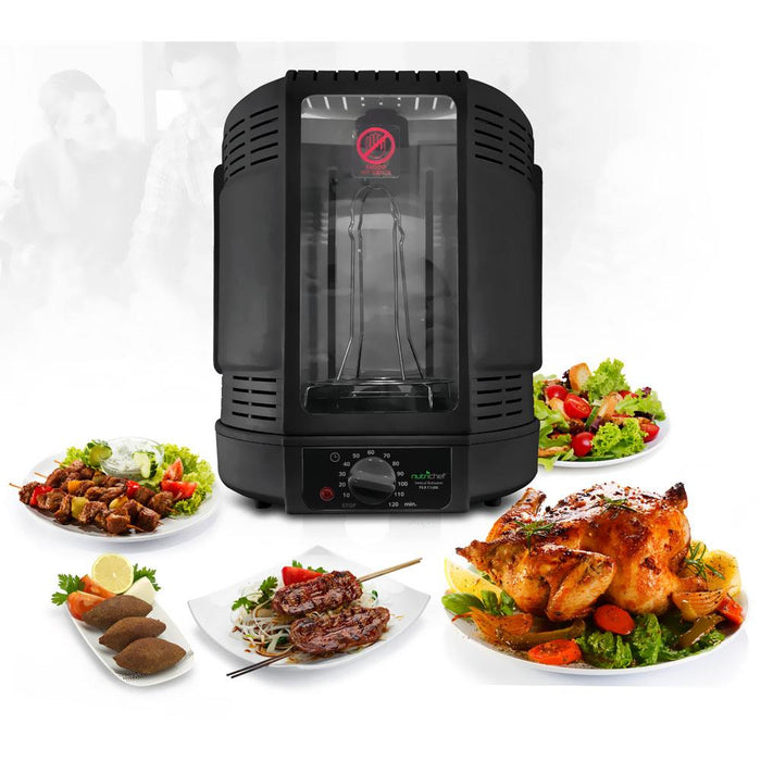 Vertical Rotisserie Oven, Fat-Reducing, Dual Heating, See-Through Window