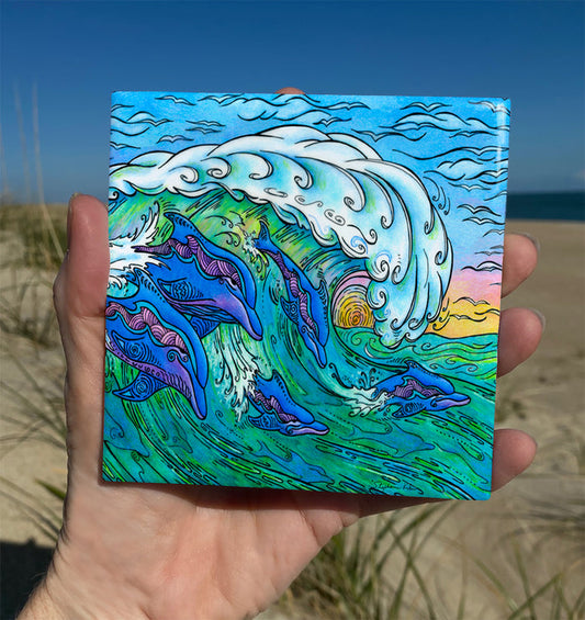 Wave Riding Ceramic Tile