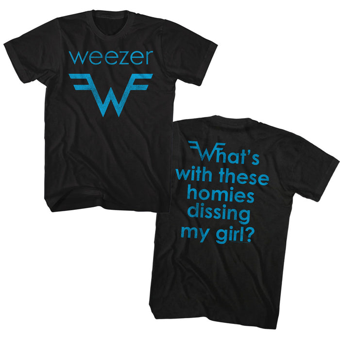 Weezer - Blue Logo And Lyrics Adult T-Shirt