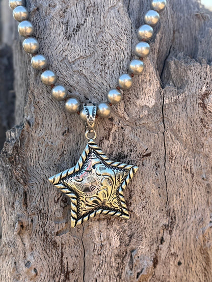 Western Silver Star Pendant Necklace