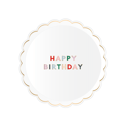 Bonjour Fête Party White Signature Happy Birthday Small Plate