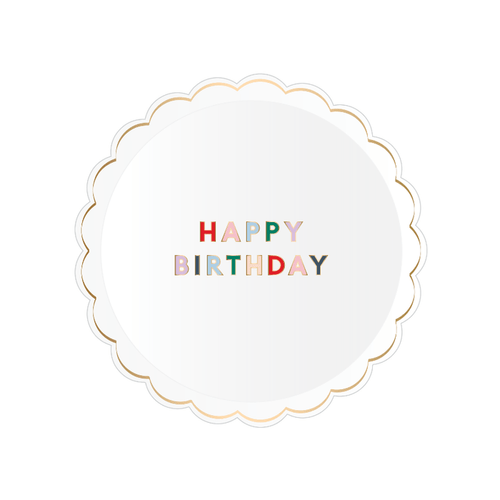 Bonjour Fête Party White Signature Happy Birthday Small Plate