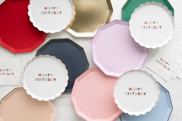 Bonjour Fête Party White Signature Happy Birthday Small Plate