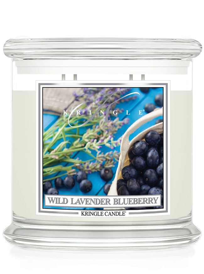 Kringle Candle Wild Lavender Blueberry candle with label on a white background