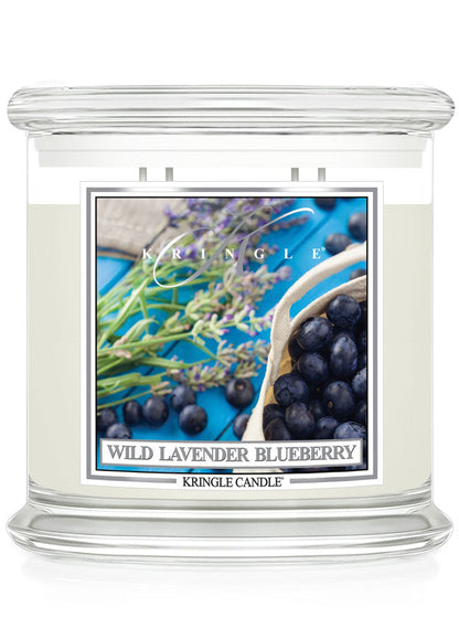 Kringle Candle Wild Lavender Blueberry candle with label on a white background