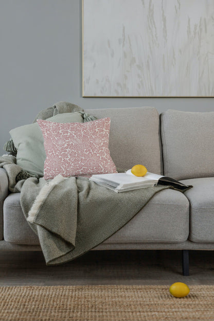 William Morris Cotton Pillows Bird & Anemone Coral Blush