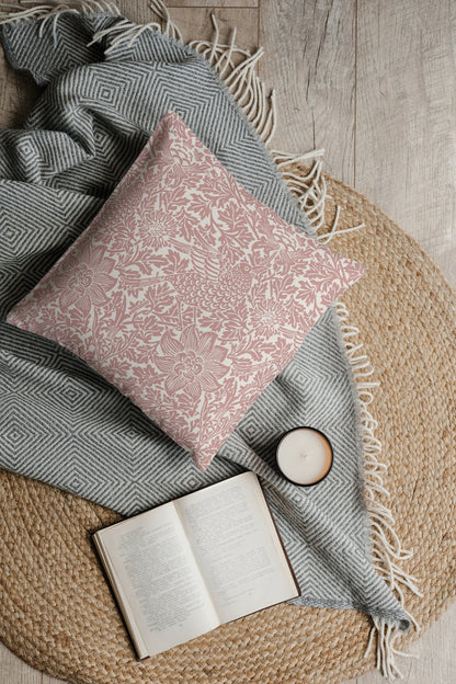 William Morris Cotton Pillows Bird & Anemone Coral Blush