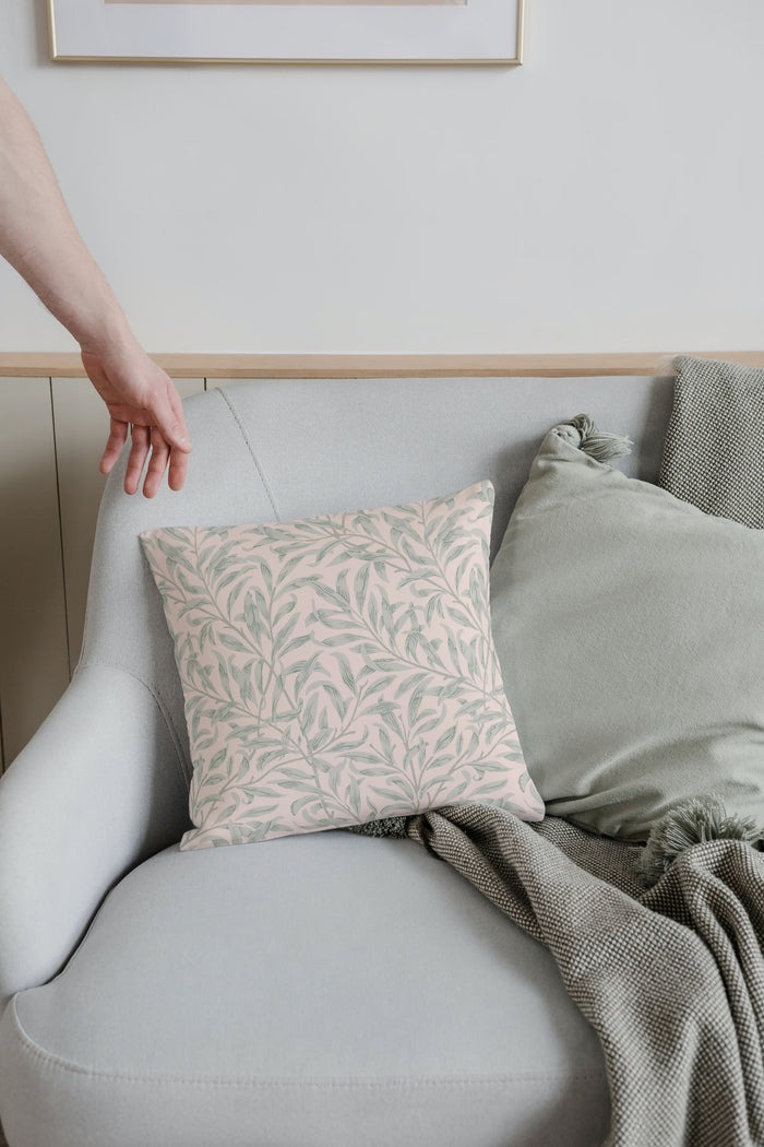 William Morris Cotton Pillows Peach Sage Willow Bough