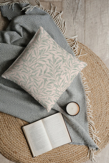 William Morris Cotton Pillows Peach Sage Willow Bough