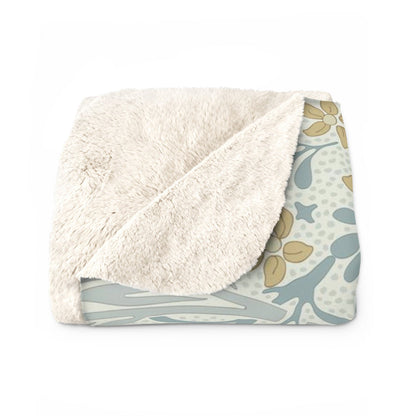 William Morris Larkspur Blue Peach Fleece Lined Blanket