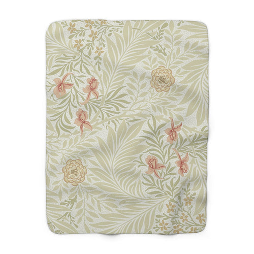 William Morris Larkspur Green Fleece Lined Blanket