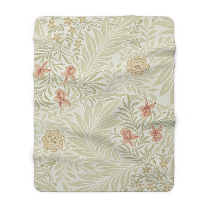 William Morris Larkspur Green Fleece Lined Blanket