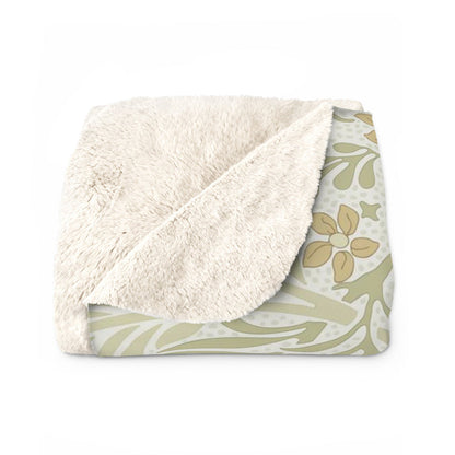 William Morris Larkspur Green Fleece Lined Blanket