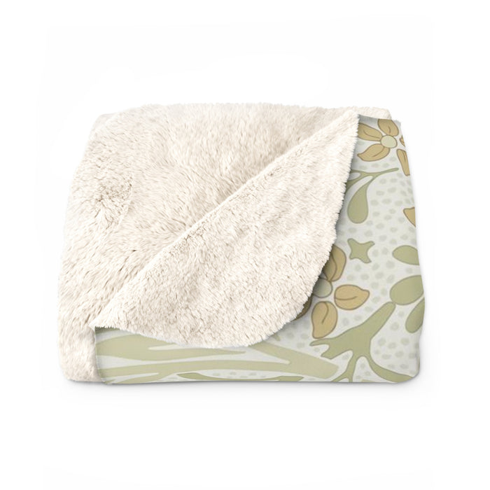William Morris Larkspur Green Fleece Lined Blanket