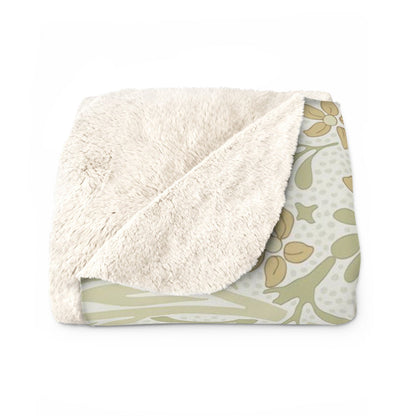 William Morris Larkspur Green Fleece Lined Blanket