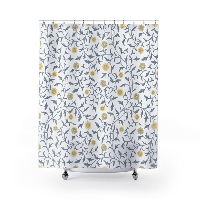 William Morris Scroll Gray Lemon Shower Curtain