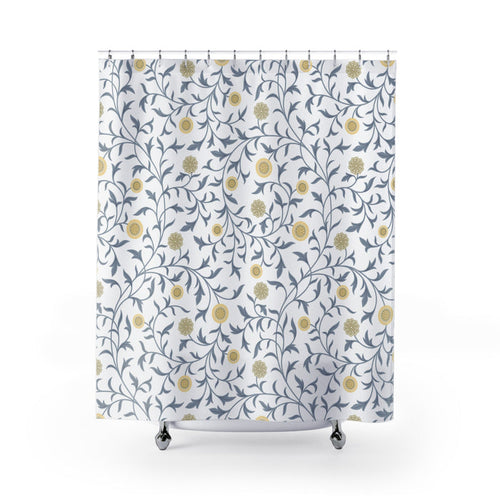 William Morris Scroll Gray Lemon Shower Curtain