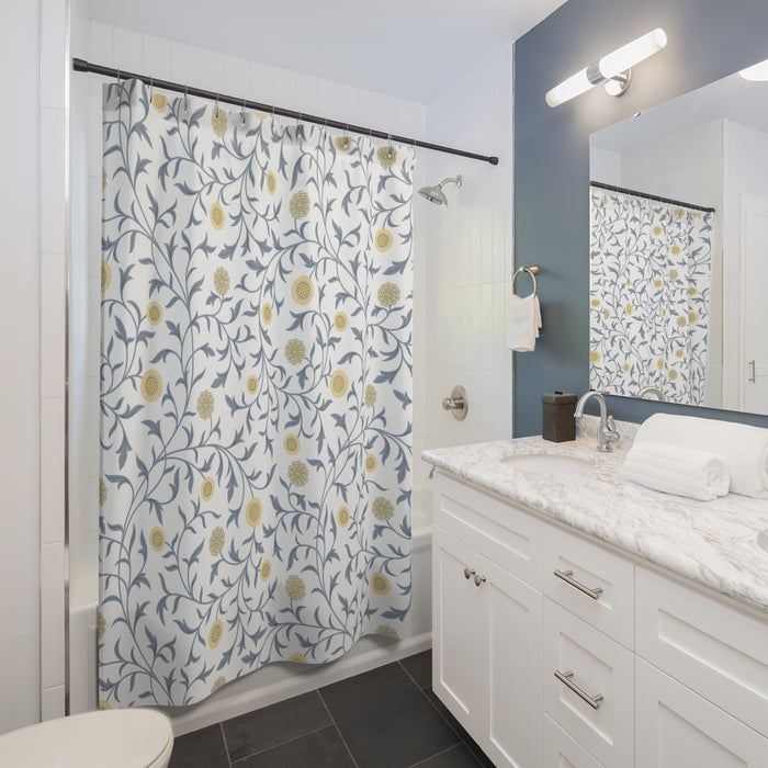 William Morris Scroll Gray Lemon Shower Curtain