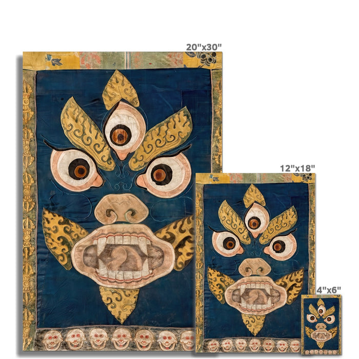 Yellow Mahakala: Wrathful Ancient Tibetan Deity | Devotional Temple Wall Art | Altar Room Meditation Fine Art Print