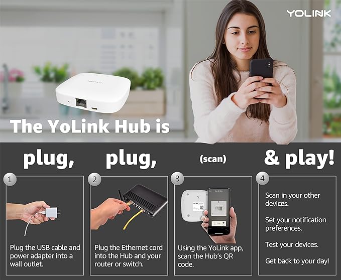 the yolink hub is plug, plug (scan) and play