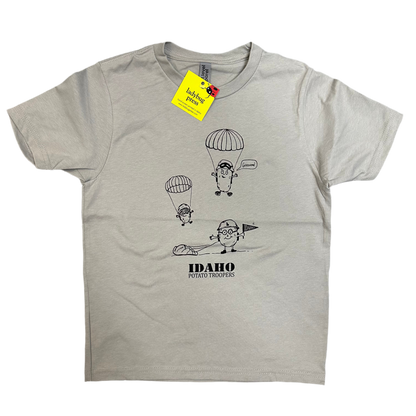 Youth Idaho Potato Troopers Gray T-Shirt, Eco Friendly Water based inks