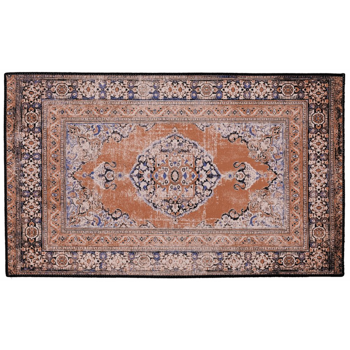 Zana Persian Indoor/Outdoor Floor Mat Antique Terracotta Blue